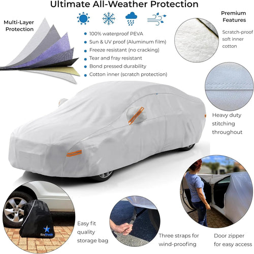10-Layer Waterproof Car Cover, All Weather Vehicle Protection Cover