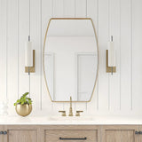 Modern Oblong Metal Wall Mirror, Decorative Elongated Hanging Mirror for Living Room, Bedroom and Entryway