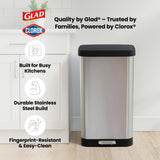 20 Gallon Stainless Steel Step Trash Can, Large Kitchen Garbage Bin with Odor Control