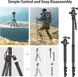 71" Foldable Aluminum Camera Tripod and Monopod, Adjustable Photography Tripod Stand for Cameras and Video