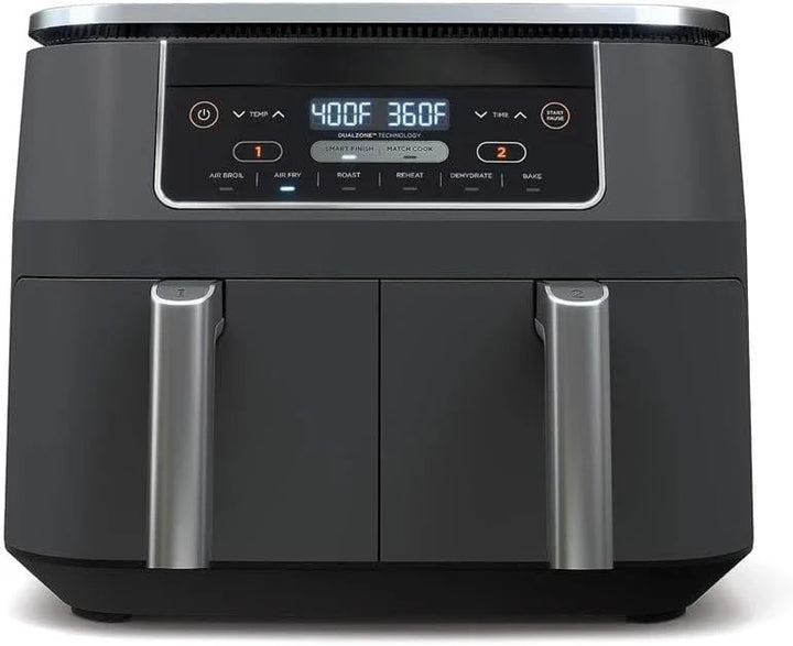 10 Quart 6-in-1 DualZone XL 2-Basket Air Fryer with 2 Independent Frying Baskets, Match Cook & Smart Finish to Roast, Broil, Dehydrate for Quick, Easy