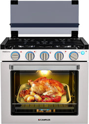 View RV liquefied gas stove 21 inches high, a liquefied gas stove oven with 3 burners, suitable for RVs, apartments, mobile homes, made of stainless steel material image 1