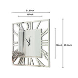 Large Modern Mirrored Wall Clock, Oversized Decorative Hanging Clock for Living Room, Bedroom and Home Decor