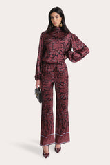 Naya Silk Charmeuse Coral Print Blouse