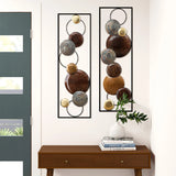 Set of 2 Modern Gold and Brown Metal Wall Decor, Abstract Decorative Wall Art for Living Room, Bedroom and Home Decoration