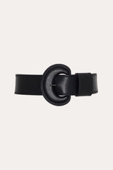Round Buckle Leather Belt