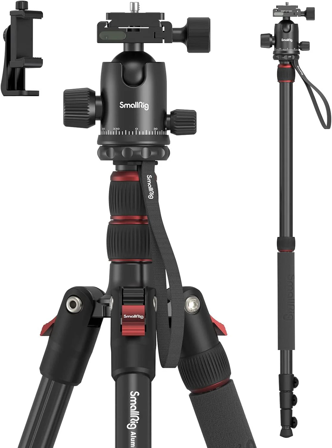 71" Foldable Aluminum Camera Tripod and Monopod, Adjustable Photography Tripod Stand for Cameras and Video