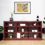 Triple Wide Wood Bookcase, 9 Shelf 36 Inch Tall Bookshelf for Home, Office and Display Storage