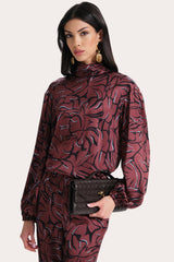 Naya Silk Charmeuse Coral Print Blouse
