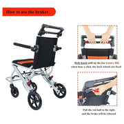 View Ultra-Light Portable Folding Wheelchair, Travel-Friendly with Handbrake, 220 lbs Capacity, Ideal for Elderly & Children, 34.2锟�32.6 Unfolded Dimensions image 3