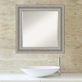 Beveled Bathroom Wall Mirror, Silver Frame Decorative Vanity Mirror for Bathroom, Bedroom and Entryway