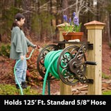 Steel Decorative Wall Mount Garden Hose Reel, Outdoor Garden Hose Storage Holder for Patio and Yard