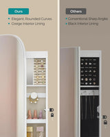 LED Jewelry Organizer Cabinet, Wall or Door Mounted Jewelry Storage Mirror with LED Lights