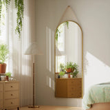 48 x 16 Inch Full Length Wall Mirror with Leather Strap, Hanging Full Body Mirror for Bedroom, Entryway and Home Decor