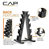 150 LB Coated Hex Dumbbell Weight Set with Vertical Rack, Black