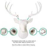 White Deer Head Wall Decor, Modern Decorative Animal Head Sculpture for Living Room, Bedroom and Home Decoration