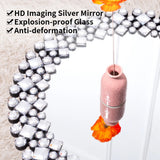 Modern Round Wall Mirror, Crystal Accent Decorative Mirror for Living Room, Bedroom and Entryway