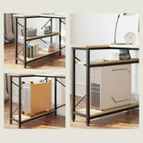 Small L Shaped Computer Desk with Storage Shelves, Compact Corner Workstation for Home Office and Study