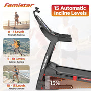 View Famistar Folding Treadmill for Home with 15 Levels Auto Incline, 300LB Capcity, 10MPH Fast Speed Controls image 3