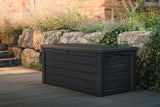150 Gallon Resin Outdoor Storage Box, Large Deck Container for Patio, Garden and Yard, Dark Gray