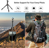 71" Foldable Aluminum Camera Tripod and Monopod, Adjustable Photography Tripod Stand for Cameras and Video