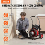 View Drain Cleaner Machine 100FT x 1/2 Inch, Auto Feed Sewer Snake Auger on Wheels, 550W Portable Drain Cleaning Machine with 8 Cutters & Air-activated Foot Switch for 2" to 4" Pipes image 5