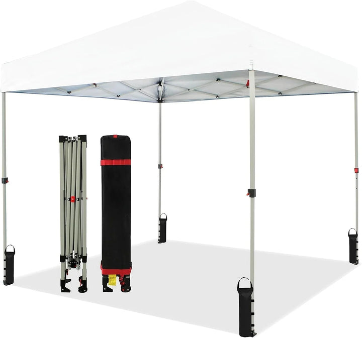 10x10 Pop Up Canopy - Beach Tent with One Push Setup - Easy Outdoor Sun Shade for Events, Parties, Camping - Gazebo with STO-N-Go Cover Bag, Silver