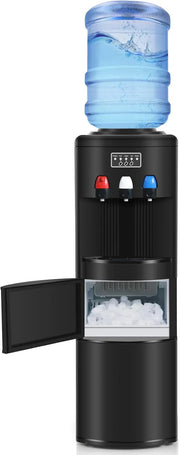 View ICEPURE Water Dispenser with Ice Maker, 3-in-1 Hot and Cold Water Cooler with Built-in Bullet Ice Maker Machine, 26.5lbs/24H, Top Loading for 3-5 Gallon Bottle, Child Safety Lock, Black image 1
