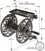 Steel Decorative Wall Mount Garden Hose Reel, Outdoor Garden Hose Storage Holder for Patio and Yard