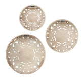 3-Piece Distressed White Floral Carved Wood Wall Decor Set, Vintage Medallion Hanging Art for Home Decoration