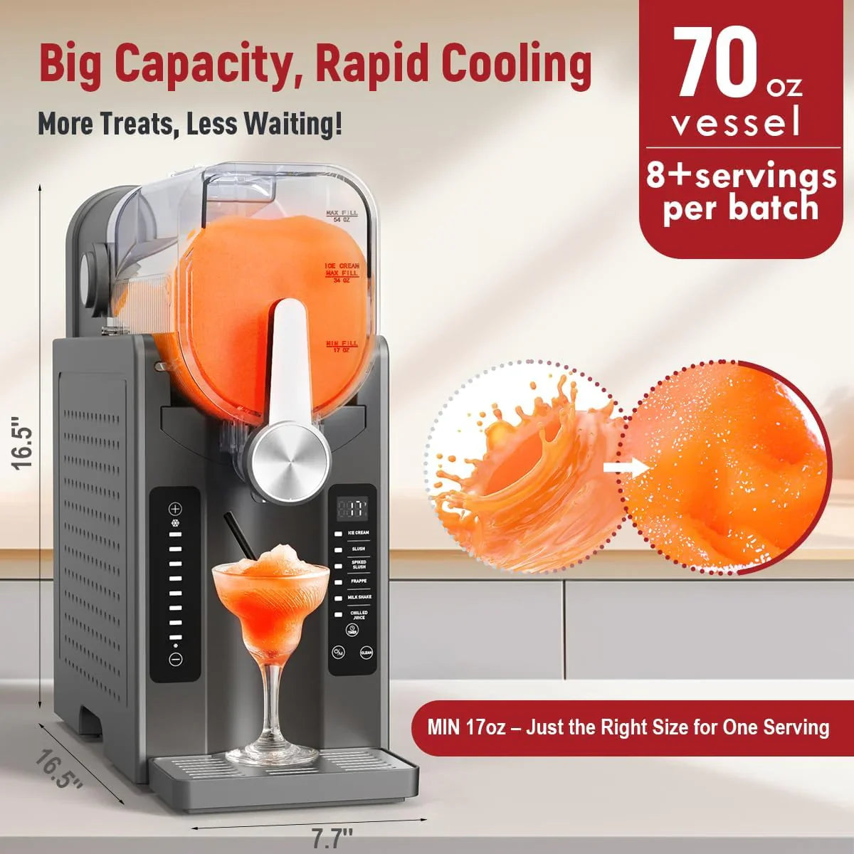 Slushie Machine: No Ice Needed All-in-One Slushy Maker for Home, Real-Time Temp Display, Auto-Clean, 6 Preset | Frozen Margaritas, Cocktails, Frapp茅s, Ice Cream, Smoothies, Milkshakes,Summer Parties