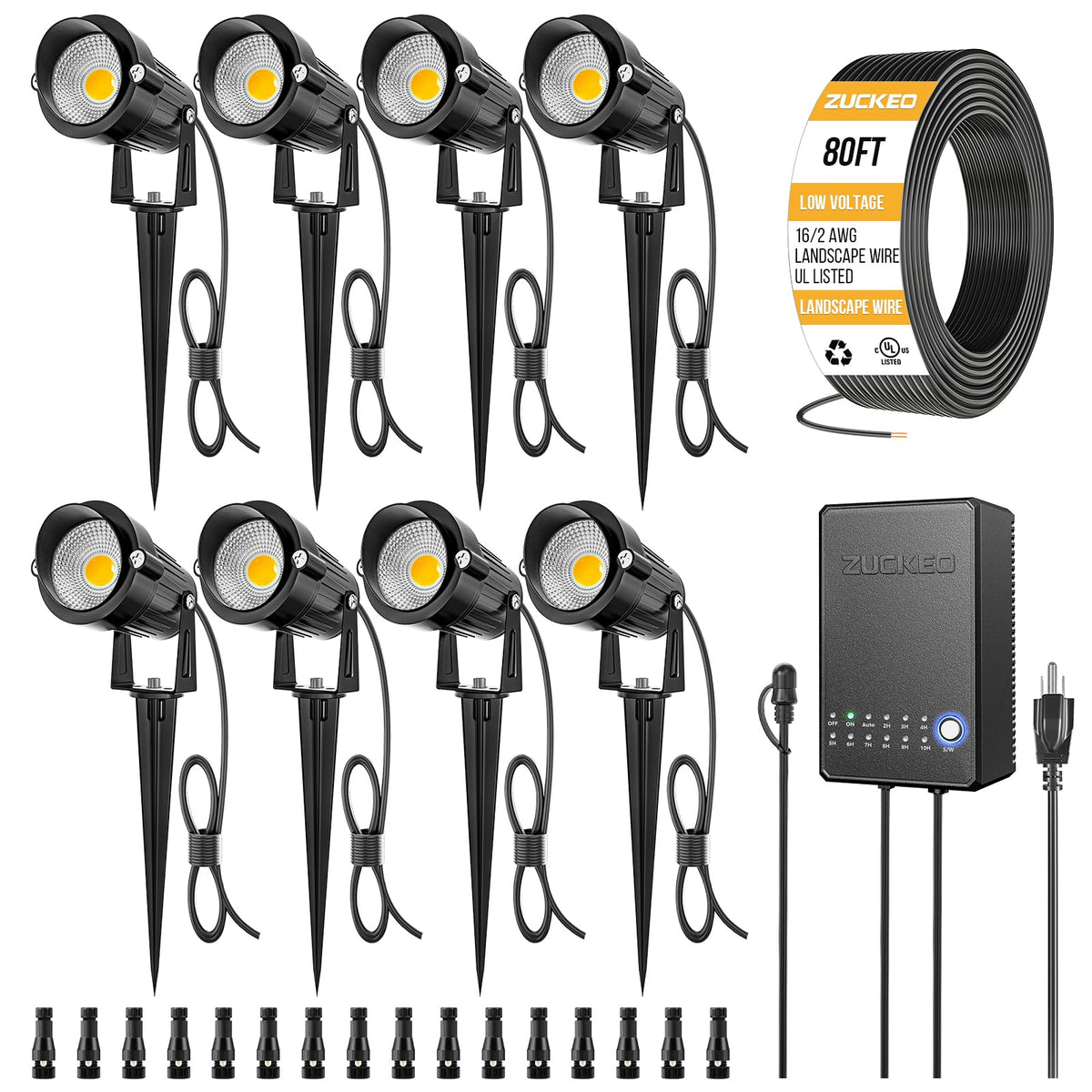 8 Pack 5W LED Landscape Lighting Kit, 3000K Warm White Low Voltage Outdoor Garden Pathway Lights