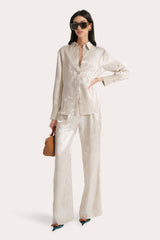 Terra Jacquard Button Down Blouse
