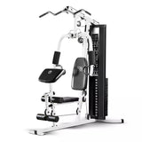 150-Lb. Weight Stack Home Gym with Dual-Function Arm Press and Leg Developer, Black/White