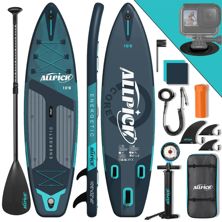 2026 Tabla de Paddle Surf Inflable ALLPICK Premium (Verde Premium) – Set Completo con Soporte Universal para Cámara, Remo Ajustable, para