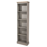 Tall Narrow Wood Bookcase, Slim Freestanding Bookshelf for Small Spaces, Home Office and Living Room