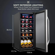 View 18 Bottle Compressor Wine Cooler Refrigerator w/Lock, Large Freestanding Wine Cellar For Red, White, Champagne or Sparkling Wine, 41f-64f Digital Temperature Control Fridge Glass Door Black image 5