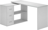 L Shaped Desk with Drawers Shelves, Corner Home Office Desk with Storage Cabinet, Large Wood Computer Desk for PC Executive Work Writing Study, Modern Living Room Bedroom Table,White Oak,60 in