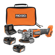View RIDGID 18V Brushless Cordless 4-1/2 in. Paddle Switch Angle Grinder with (2) 4.0 Ah Batteries, Charger, and Bag R86047B-AC93044SBN image 1
