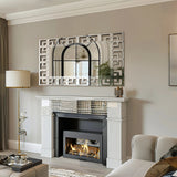 Large Silver Geometric Wall Mirror, Modern Decorative Accent Mirror for Living Room, Bedroom and Entryway