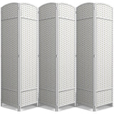 6 Panel Room Divider, 6ft Tall Extra Wide Folding Privacy Screen with Hand-Woven Mesh Panels