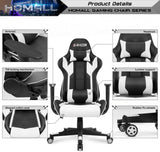 Ergonomic Leather Gaming Chair, High Back Computer Desk and Office Chair for Gaming, Home Office and Work