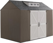 View Rubbermaid Resin Outdoor Storage Shed With Floor (7 x 7 Ft) Weather Resistant Gray Organization for Home/Backyard/Garden Tools/Lawn Mower/Bike Storage/Pool Supplies image 1