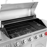 Stainless Steel 6-Burner Gas Grill – 74,000 BTU with Sear & Side Burner, Cabinet Style