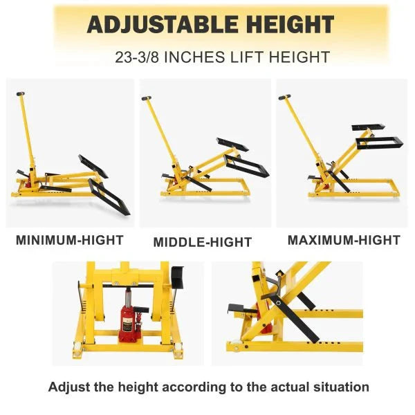 Lawn Mower Lift with Hydraulic Jack, 26 Inches Lawn Mower Lift, Welded Solid Steel Construction, Weight Capacity 500 LBS, for Riding Lawn Mowers