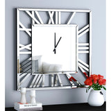 Large Modern Mirrored Wall Clock, Oversized Decorative Hanging Clock for Living Room, Bedroom and Home Decor