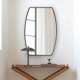 Modern Oblong Metal Wall Mirror, Decorative Elongated Hanging Mirror for Living Room, Bedroom and Entryway