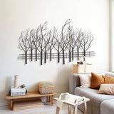 Black Metal Tree Wall Decor, Modern Forest Design Wall Art Sculpture for Living Room, Bedroom and Home Decoration