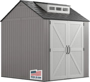 View Rubbermaid Resin Outdoor Storage Shed With Floor (7 x 7 Ft) Weather Resistant Gray Organization for Home/Backyard/Garden Tools/Lawn Mower/Bike Storage/Pool Supplies image 2