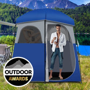 View Sturdy Double-Room Camping Privacy Shower Toilet Tent W/ Storage Bag image 1